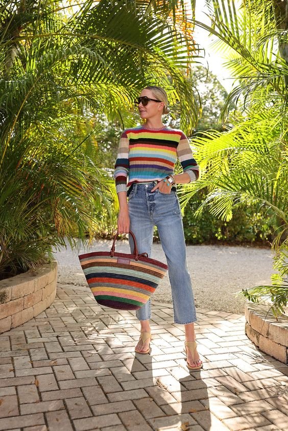 sac osier rayé sezane